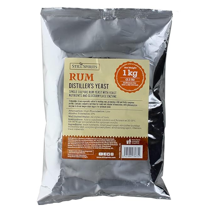 STILL SPIRITS RUM DISTILLER'S YEAST 1 Kilogram Makes 92 gallons of Rum Mash