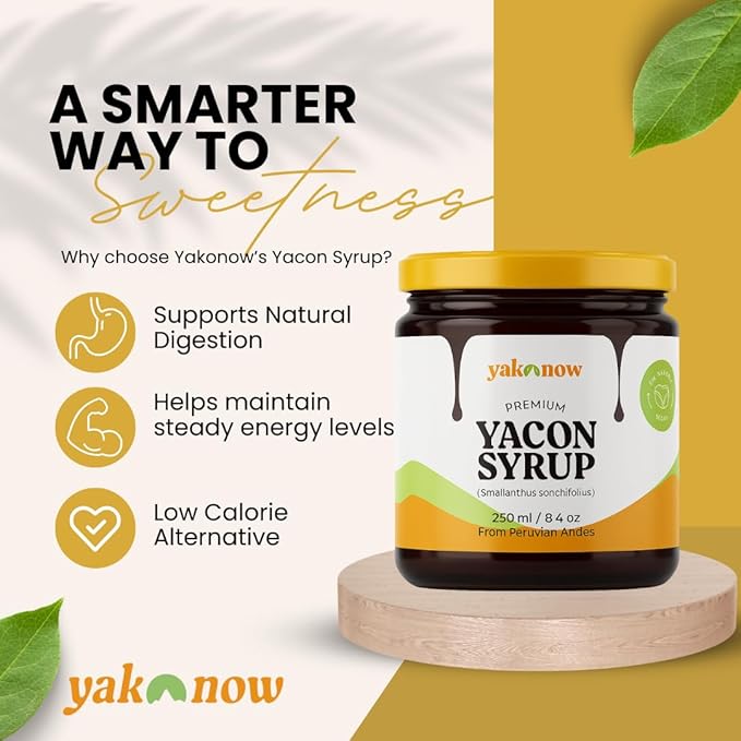 Yacon Syrup, Natural Sweetener with Prebiotics, Low glycemic, Keto friendly, 8.4 oz