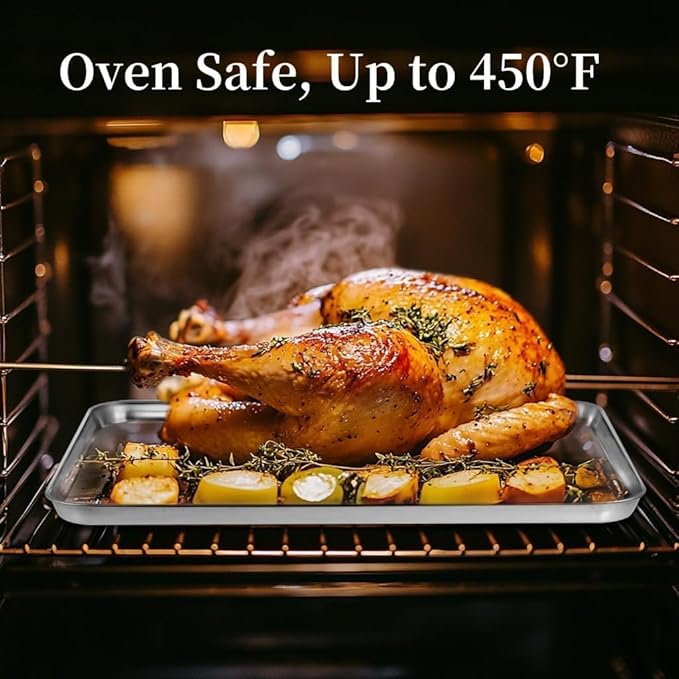 Aluminium Alloy Baking & Cookie Sheets, Heavy-Duty Baking Pans, Cooking Trays for Oven, 2 Pack, 17.75 x 13 x 1.18 Inches (17.75 x 13 x 1.18 Inches)