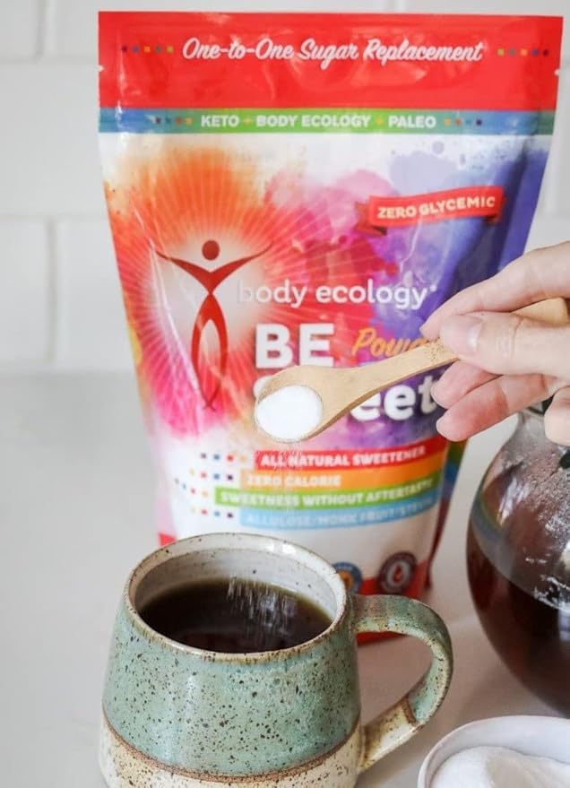 Body Ecology BE Sweet Powder Sugar Substitute | All-Natural Sweetener | Zero Calorie Stevia Powder | Zero Glycemic | Reusable 24.7 OZ