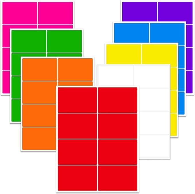 Ououstate Removable Colored Labels Stickers 3" x 2" Moving Stickers Labels for Packing Boxes Large Color Coding Labels 256 Pack (Colorful)