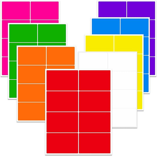 Ououstate Removable Colored Labels Stickers 3" x 2" Moving Stickers Labels for Packing Boxes Large Color Coding Labels 256 Pack (Colorful)