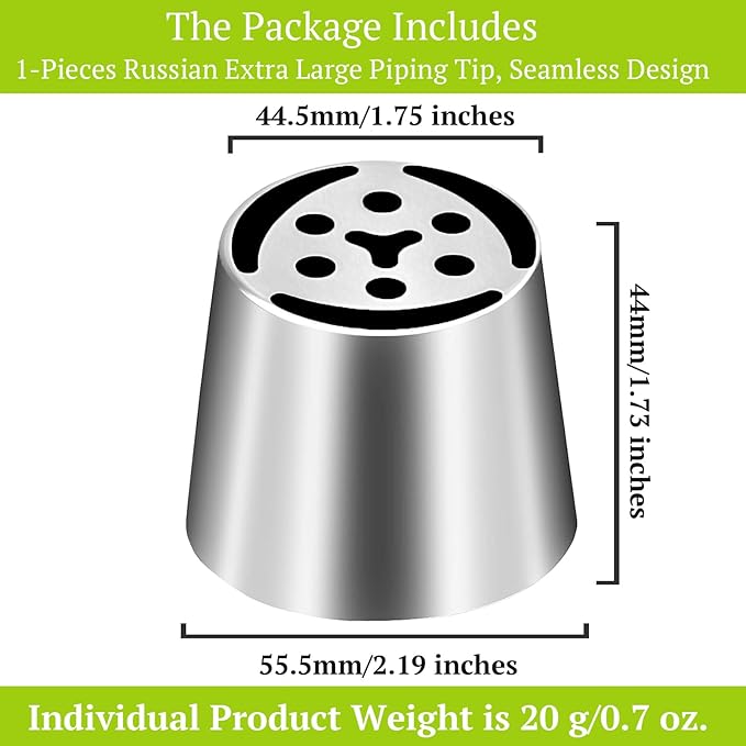 Suuker Russian Piping Tip, Stainless Steel Extra Large Piping Tip for Cake Decorating, Pastry Cupcake Flower Frosting Tips Cake Decorating Supplies Floral Icing Nozzles Kitchen Gadgets, SL4
