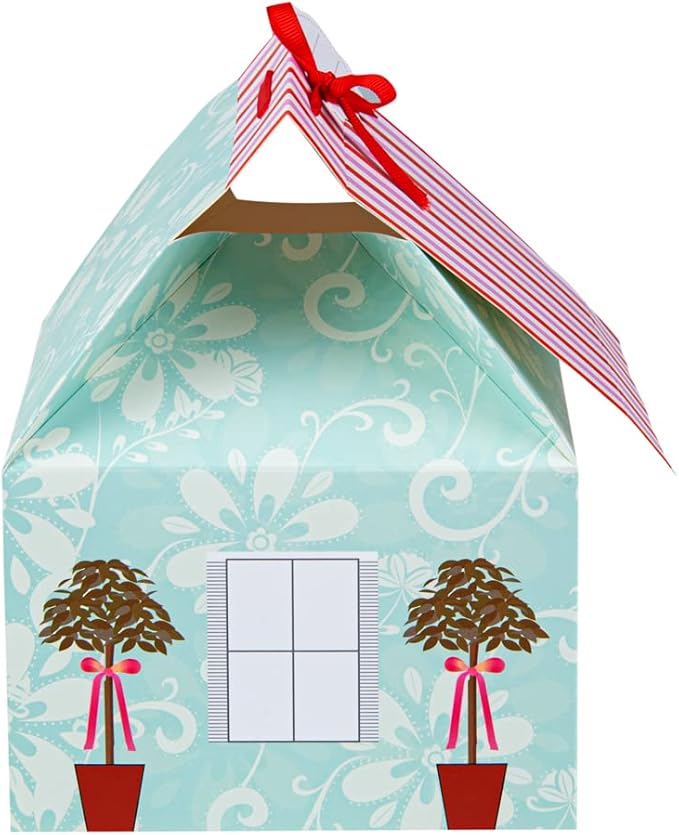 Restaurantware Pastry Tek 6 Inch x 7.8 Inch Cupcake Gift Boxes 100 Fits 4 Cupcake Favor Boxes - House Cupcake Inserts Pink And Blue Paper Treat Boxes With Window For Weddings Or Parties