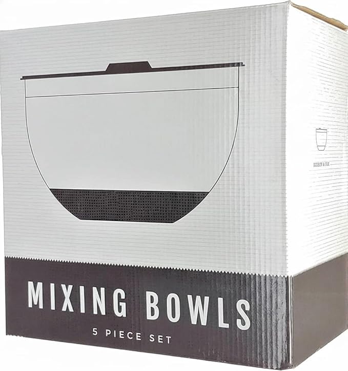 Stainless Steel Mixing Bowls with Lids and Non Slip Bases (Set of 5, Black)