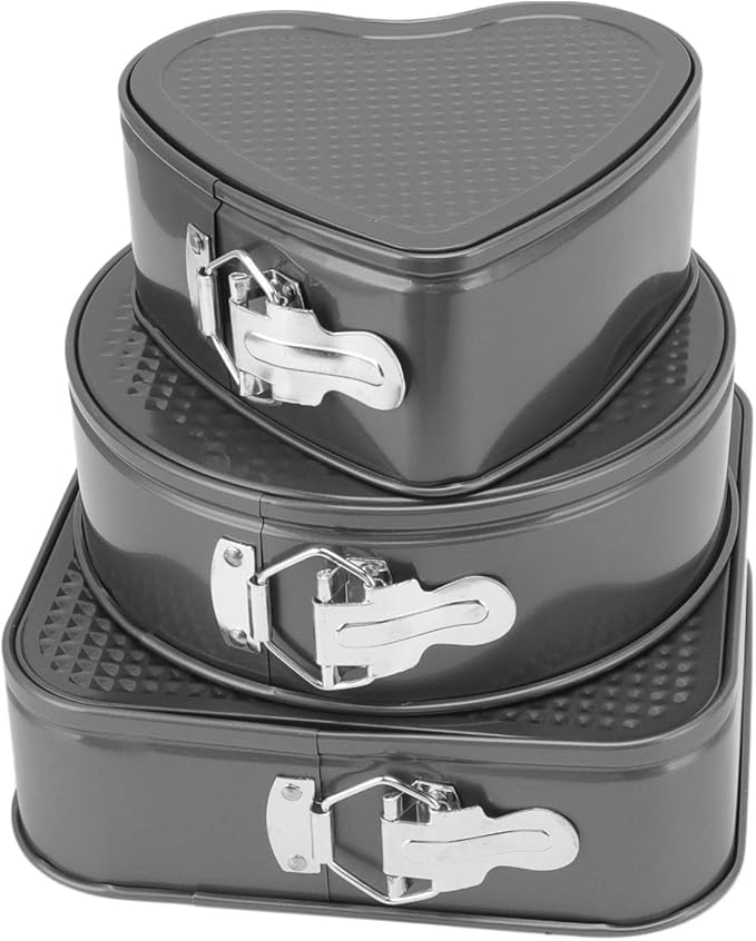 Springform Cake Mold Set, 3Pcs Steel Double Layer Cheesecake Mold, Round Heart Square Shape Cake Mold for Pizza Smash Mousse(22/24/26)