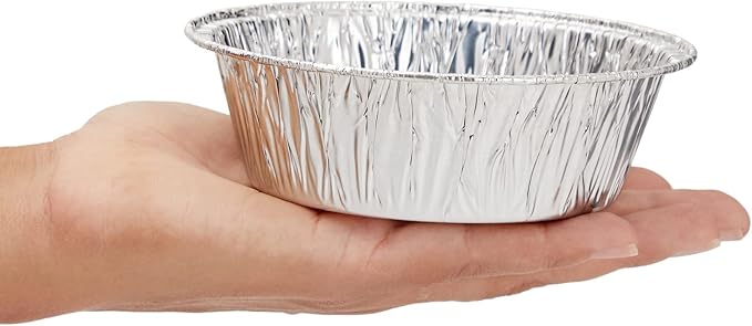 Juvale Mini Pot Pie Pans - 100 Pack, 5 In, Silver Aluminum - Disposable Aluminum Foil Pans & Tins for Pot Pie Baking, Quiche & Tarts, Oven & Freezer Safe