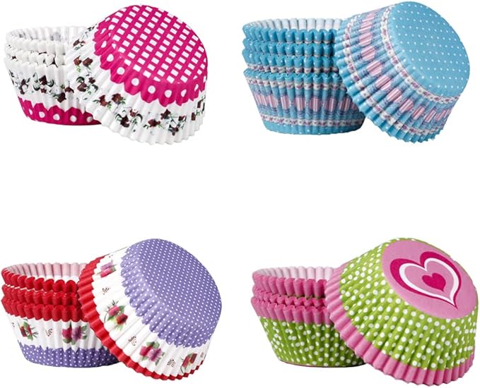 400 Count Cupcake Liners 4 Styles Colorful Paper Baking Cups Disposable Cupcake Wrappers Muffin for Holiday and Party Baking Supplies