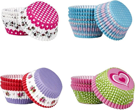 400 Count Cupcake Liners 4 Styles Colorful Paper Baking Cups Disposable Cupcake Wrappers Muffin for Holiday and Party Baking Supplies