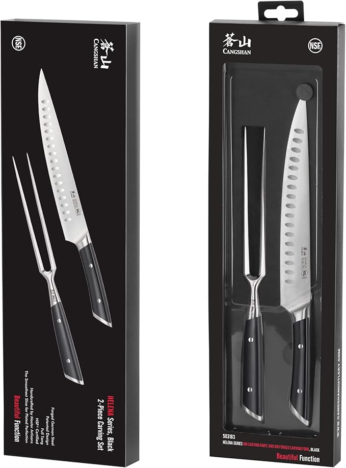 Cangshan HELENA Series German Steel Forged 2-Piece Carving Set (Black)