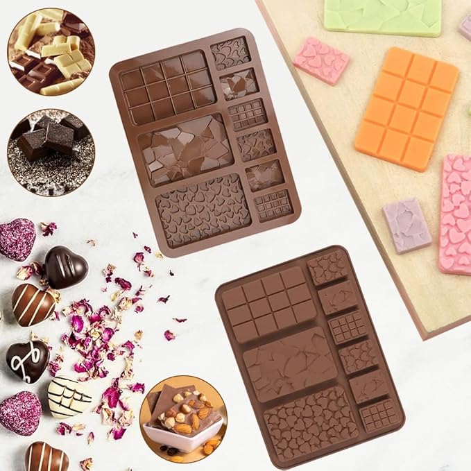 4 Pack Silicone Molds for Chocolate and Candy – Flexible Square Silicone Molds for Baking, Truffles, Butter, Wax Melts and Mini Chocolate Bars, Easy to Release and Clean