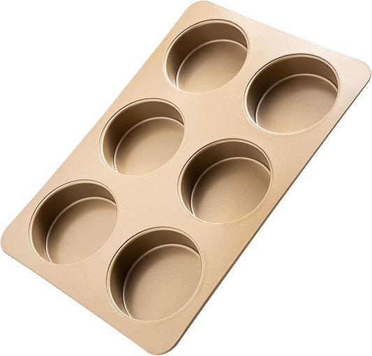 Hamburger Bun Pan Deep Dish Cookie Pan, Nonstick Hamburger Bread Forms 4 Inch Cake Pan Mini Round Disc Pan for Baking Burger Buns English Muffin Whoopie Pies Muffin Top