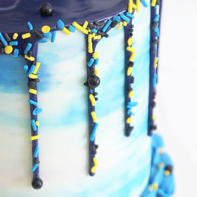 Batman Cake Decorations Sprinkles for Cake Decorating and Baking Cupcakes - Fancy Sprinkles for Cupcake Decorating and Sprinkle Decorations in Blue and Yellow Jimmies with Black Sugar Pearl Sprinkles