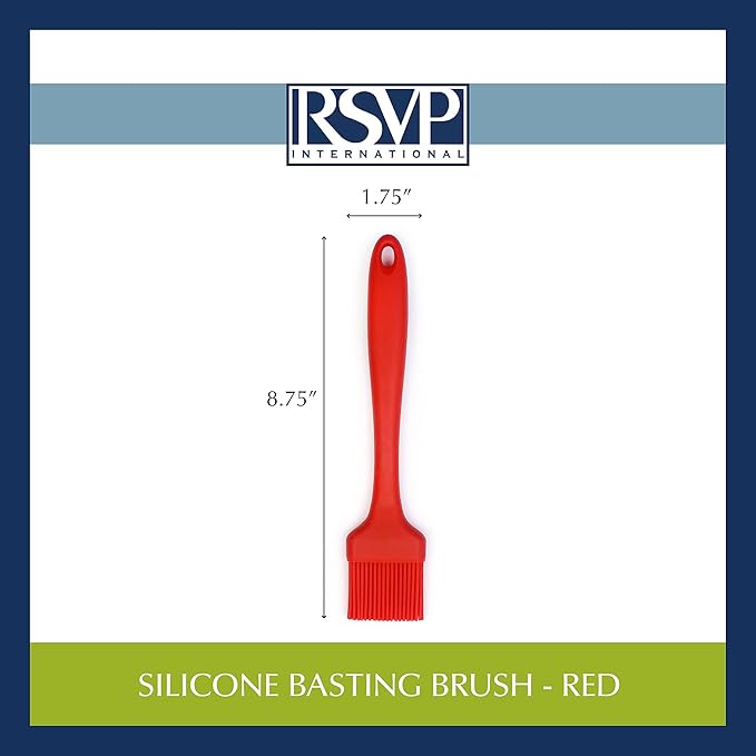 RSVP International Silicone Basting Brush, Red, 8.75" | Gently Spreads Butter, Sauces, Marinades, & More | Dishwasher Safe & Heat Resistant | BBQ Grill, Baking, Preparing Meats