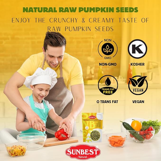 Sunbest Natural Lightly Salted Roasted Pumpkin Seeds – 2 lb Bag – Pepitas Roasted Lightly Salted – Ready to Eat, Non-GMO, Vegan, Kosher – Nutritious Snack for On-the-Go & Recipes