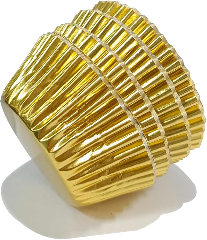 MEETINGU Bright Gold Cupcake Liners, Paper Foil Cupcake Liners Muffin Baking Cups for Standard Baking Cupcakes
