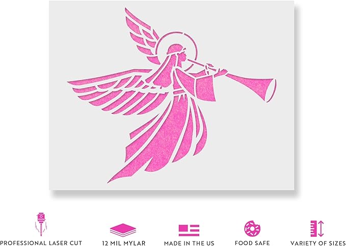 Christmas Angel Stencil - Holiday Wall Decor, Christmas Stencil for Crafts, Christmas Craft, Easy Stencils, Wall Art