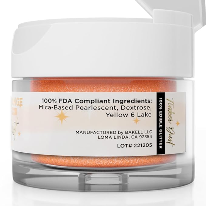 Bakell - Creamsicle Orange Tinker Dust (5g, 1x Jar) Edible Glitter for Food, Desserts, and Beverages!