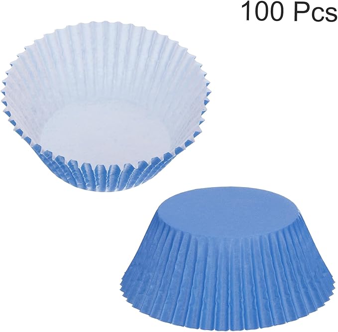 uxcell 100 Pcs Cupcake Liners, Muffins Paper Baking Cups Wrappers Standard Greaseproof for Baking Cupcake Wrapper, Blue