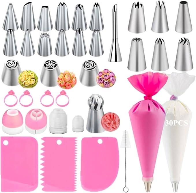 Cake Decorating Kit,Piping Bags and Tips Set,Cake Decorating Supplies,Frosting Piping Kit,Cake Baking Supplies for Beginners (66PCS)