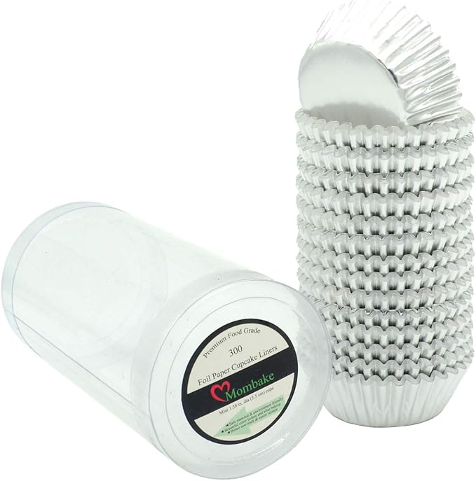 Mini Silver Foil Cupcake Liners Muffin Baking Cups for Party and More, 300-Count