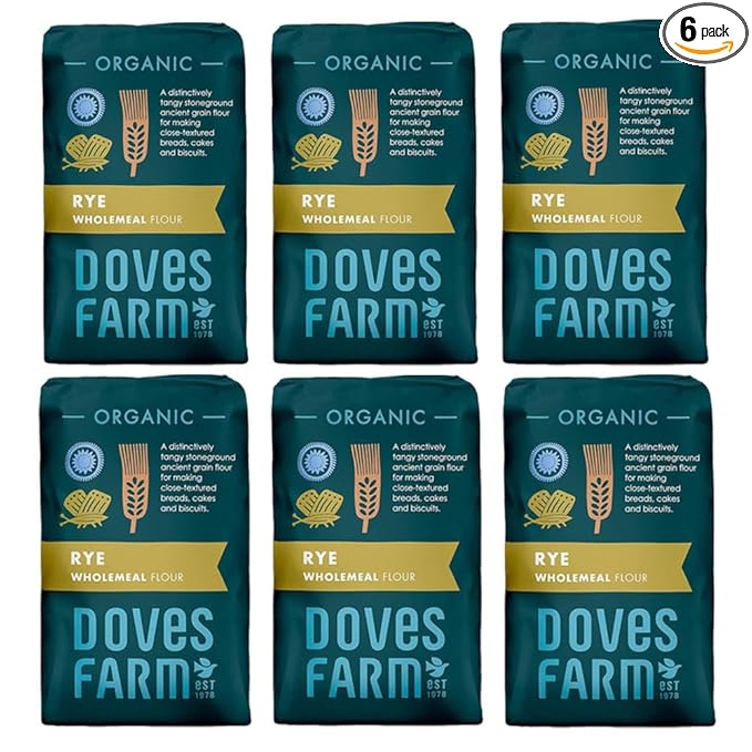 Doves Farm Organic Rye Wholemeal Flour | Stoneground Ancient Grain Flour | Perfect for Close-Textured Breads, Cakes & Biscuit Baking | High in Fiber | Imported from UK | 35.27 Oz (Pack of 6)