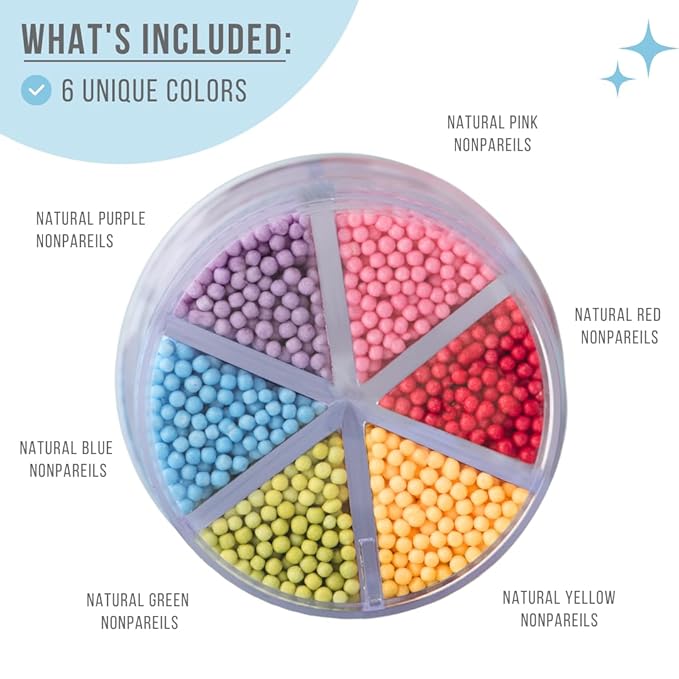 Sweets Indeed Dye-Free Rainbow Sprinkle Mix – 2.75 oz 6-Cell Jar | Natural Rainbow Sprinkles in Dye-Free Colors | Clean-Label Baking Decorations for Cookies, Cupcakes & Desserts