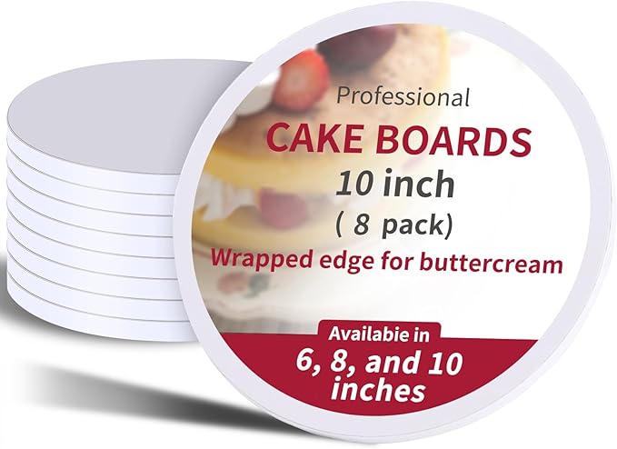8Pcs Cake Boards 10 Inch Round,White Sturdy 1/2 Inch Cake Drum,10 Inch Cake Boards,Disposable Cake Plates,Corrugated Cake Base Cake Drums for Father's Day