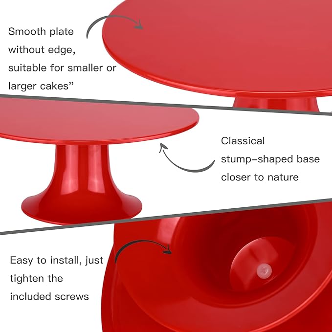 Round Cake Stand 10" Melamine Cake Display Stand Dessert Cupcake Display Tray for Wedding,Birthday,Party,Baby Shower,Anniversary,Ceremony-Red