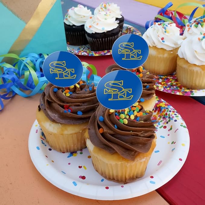 Southeastern Oklahoma State University Primary Logo Cupcake Picks Toppers Decoration Set of 6