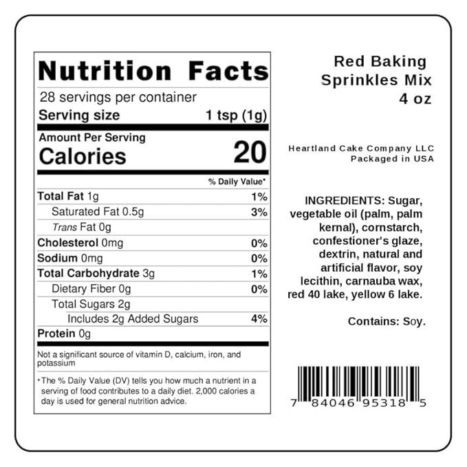 Red Sprinkles for Baking Cakes, Cupcakes, Cookie Decorations, Ice Cream and Donut Toppings Edible Decorating Baking Supplies - 4 oz package (Red)