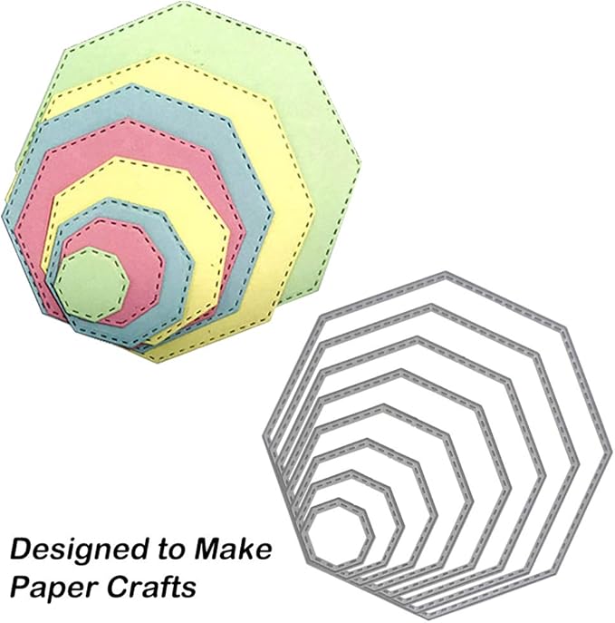 3 Different Shapes of Cutting Dies Stencil Metal Template Molds (Rectangle, Circle & Octagon), DaKuan 24 Pieces Embossing Tools for Scrapbook, Album Paper DIY Crafts, Card Making