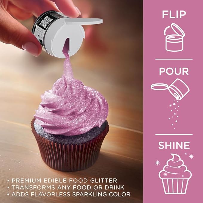 Bakell - Pink Rose Tinker Dust (5g, 1x Jar) Edible Glitter for Food, Desserts, and Beverages!