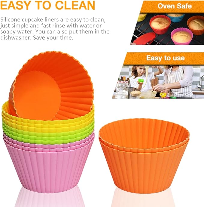 Extra Large Silicone Cupcake Baking Cups 12 Pack, 3.54 Inch Cupcake and Muffin Liners, Reusable Jumbo Silicone Baking Cups Easy to Clean, Great for Cupcake, Muffin, Mousse
