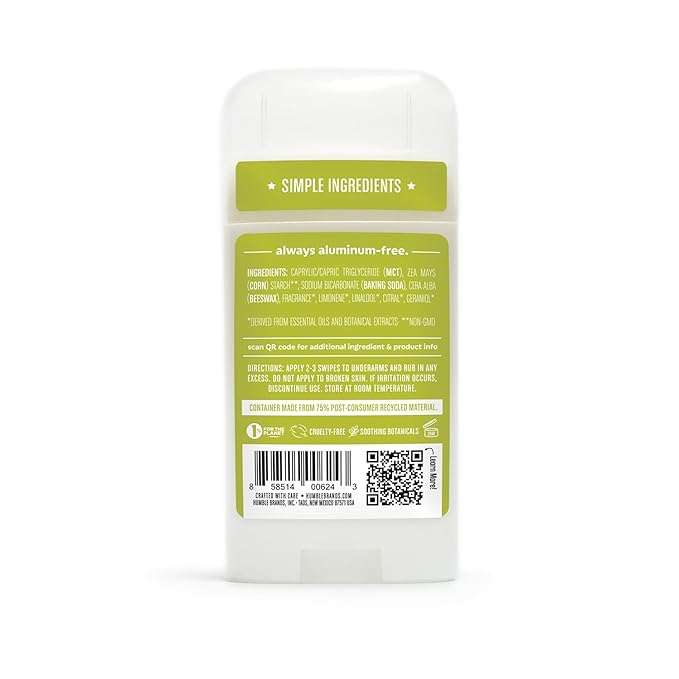 HUMBLE BRANDS Aluminum-Free Deodorant Stick, Subtle & Citrus, Bergamot Ginger, Mountain Lavender, Moroccan Rose, Pack of 3