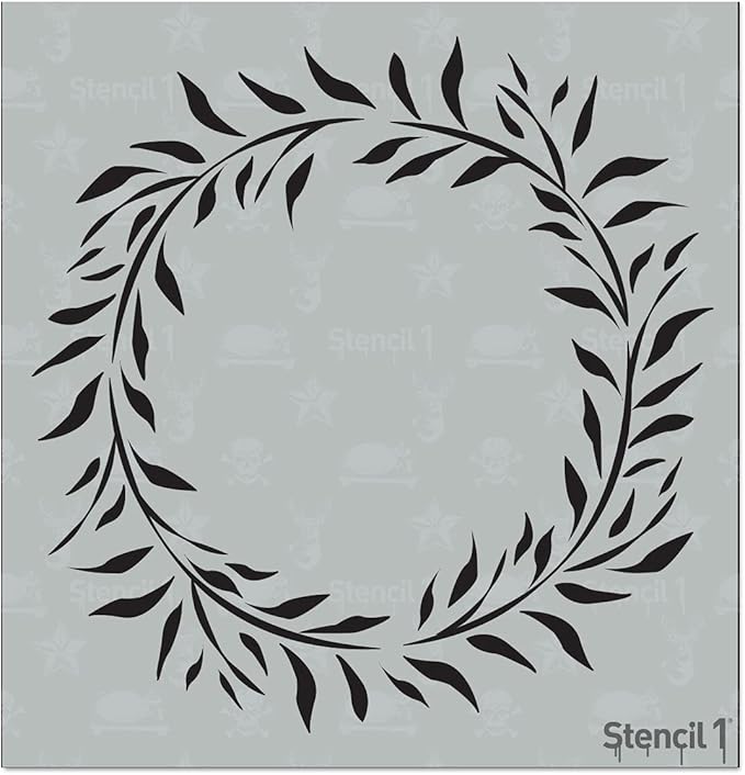 Stencil1 Eucalyptus Wreath Stencil – Reusable Winter Template for DIY Crafts, Holiday Decor, Painting on Wood, Fabric, Cards & More - 5.75" x 6"