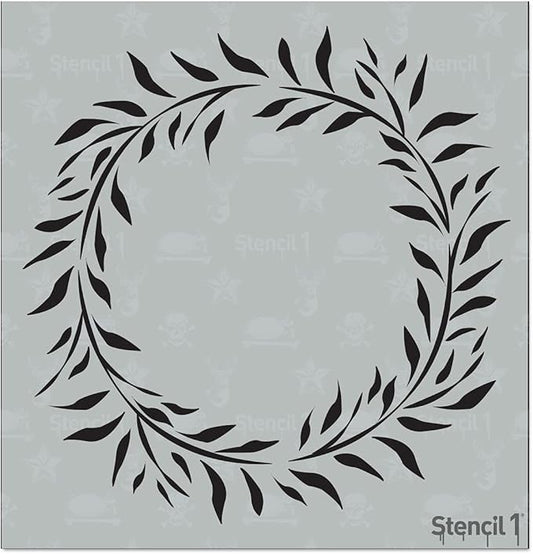 Stencil1 Eucalyptus Wreath Stencil – Reusable Winter Template for DIY Crafts, Holiday Decor, Painting on Wood, Fabric, Cards & More - 5.75" x 6"