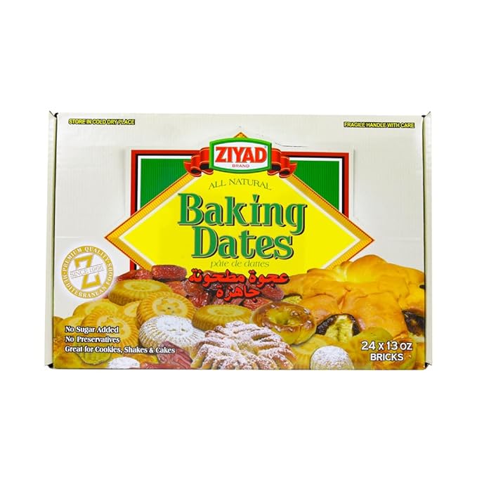 Ziyad Pure Date Paste, No Added Sugar, Ideal For Baking, Pantry, Spread, High Fiber, No Fat, No Preservatives, 13oz (Pack of 2)