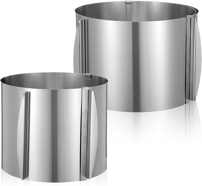 2 Pcs Cake Mold 15 cm High, 6 to 12'' Adjustable Ring Cake Baking Supplies Rings Round Stainless Steel Decorating Bakeware Tools with Scaling for Mousse Baking Dessert Making(2 Pcs,15 cm)