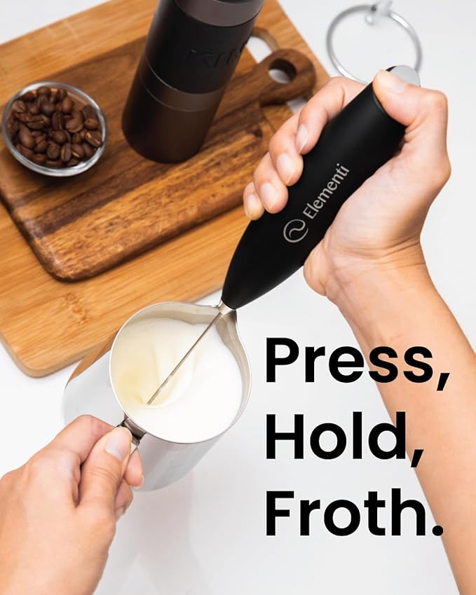 Elementi Matcha Whisk Frother - Matcha Mixer & Handheld Electric Whisk - Make Creamy, Dreamy Lattes at Home (Emerald Green)