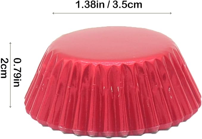 Mini Red Foil Cupcake Liners Muffin Baking Cups for Party and More, 300-Count