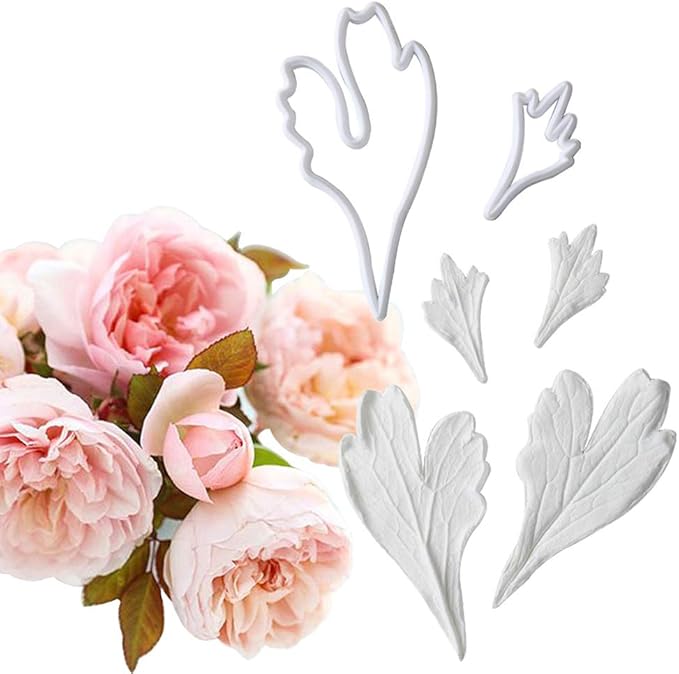 21Pcs Peony Flower Fondant Mold, Reusable Silicone Veining Mold for Cake Decorating, Baking & Sugar Craft
