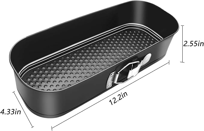 Oval Springform Cake Baking Pans: Non-Stick Cheesecake Pan with Removable Bottom, Quick Release Latch Bakeware Leakproof Bread Loaf Pan, Springform Loaf Pan 12.2" x 4.33" x 2.7"