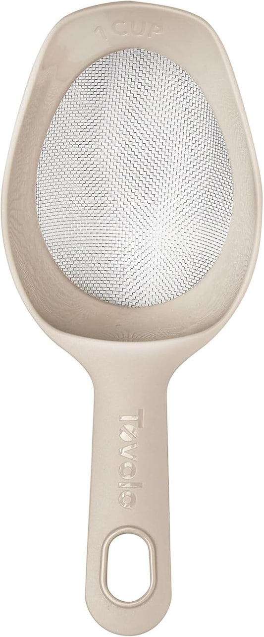 Tovolo Scoop & Sift, Ergonomic Fine Mesh Sieve Flour Sifter, Easy Scoop 1 Measuring Cup, Dishwasher-Safe Baking Tool for Dusting & Aerating, Oatmeal