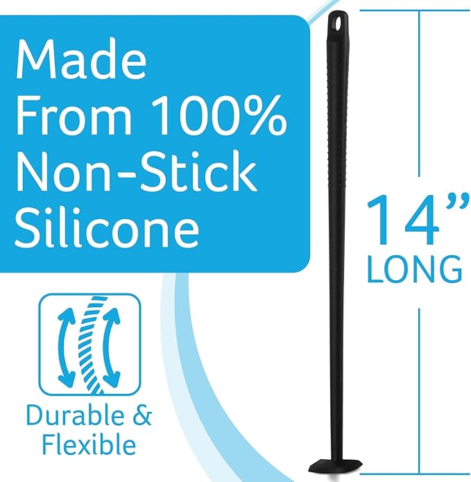 IMPRESA Silicone Blender Spatula & Jar Scraper - Extra Long Reach Blender Spatula - Under-Blade Food Processor Scraper - 14 Inch, Pack of 2, Black