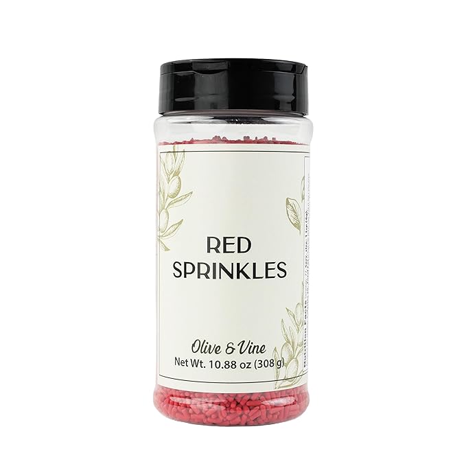 Olive & Vine Red Sprinkles, Sweet & Festive, For Baking & Decorating, Rich Tradition, Authentic Taste, For Global Recipes (10.88 Ounce)
