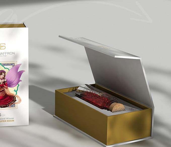 Divine Saffron gift box Award Winner Finest Pure Premium All Red Saffron Threads, Grade A+ Royal Super Negin Non-GMO Verified. For Tea, Paella, Rice, Desserts, Golden Milk and Risotto (5 Grams)