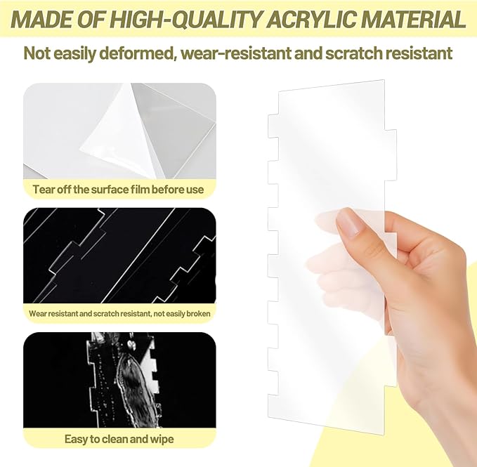 Clear Acrylic Cake Scraper Smoother, Cake Smoother for Icing, Cake Scraper, Cake Stripes Edge Contour Comb for Cream Decorating Kitchen Baking Tool, Mousse Pastry Cutter, DIY