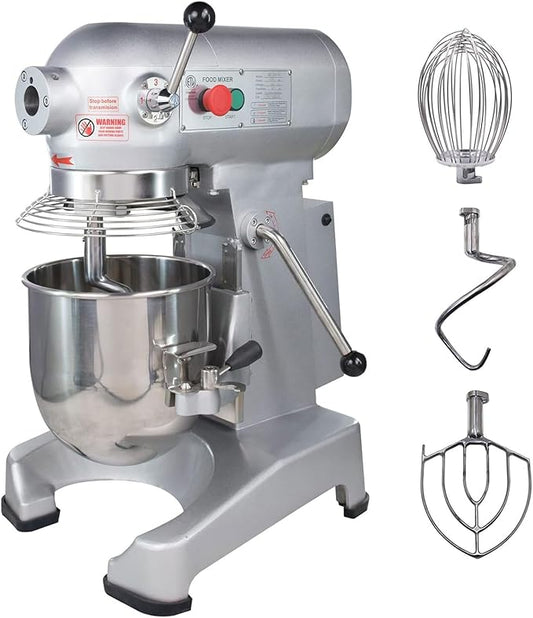 Hakka Commercial Food Mixer 4 Funtion, 20Qt Dough Mixer Machine with Stainless Steel Bowl 3 Speeds Adjustable Dough Hooks Whisk Beater Stand Mixer With Safety Guard, 1100W, 110V