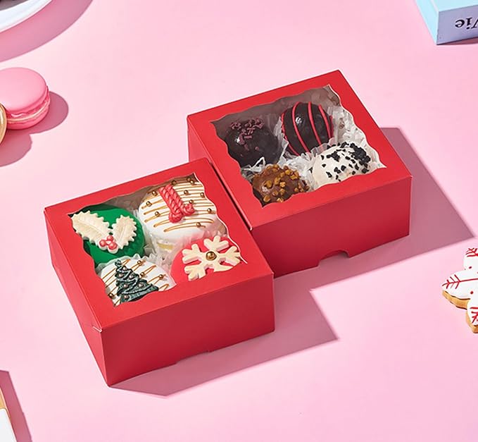 80Pack 4x4x2 Bakery Treat boxes Cookies Boxes Mini Baking Boxes for Cake, Pie,Cinnamon Roll Treat,Chocolate Truffle Packing Party Wedding Favor